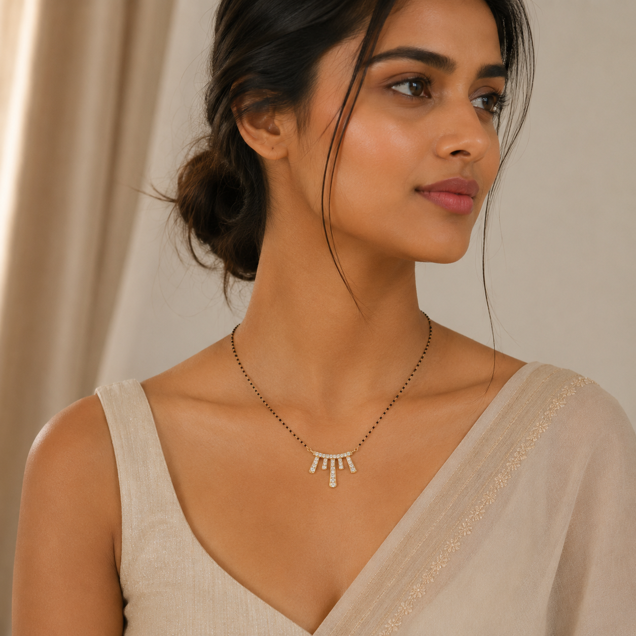 Starlight Cascade 925 Silver Mangalsutra | Velmé