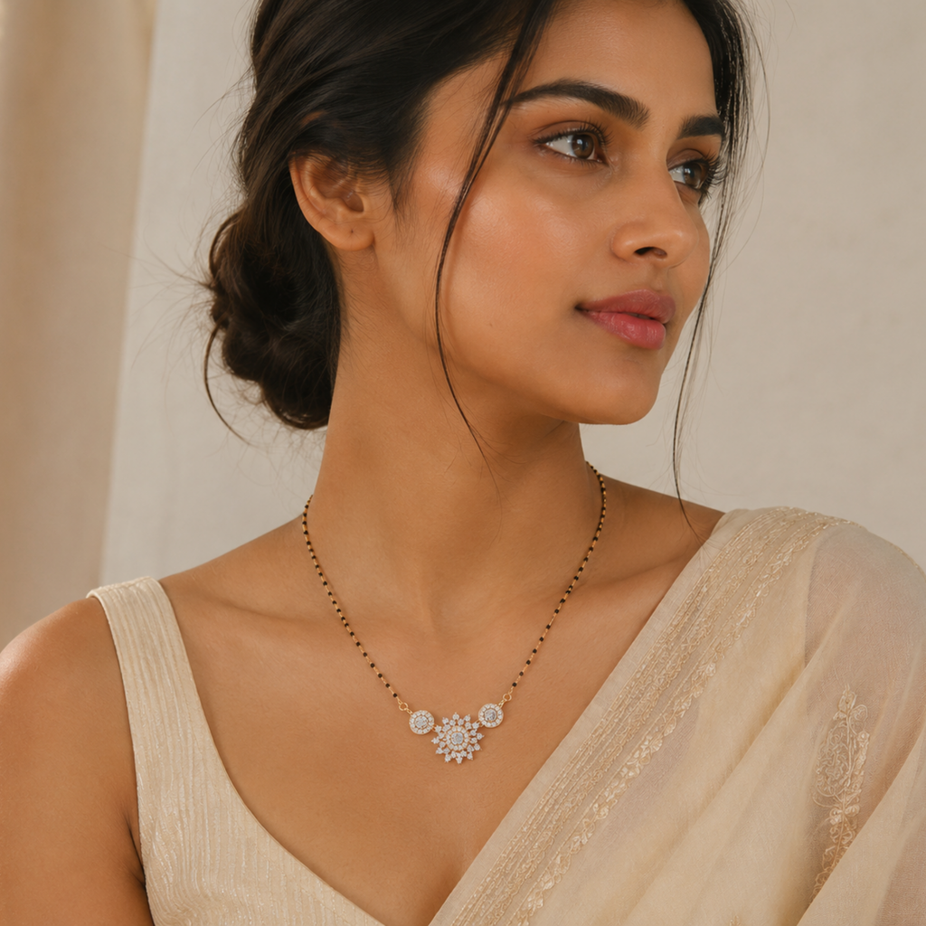 Snowflake Radiance 925 Silver Mangalsutra | Velmé