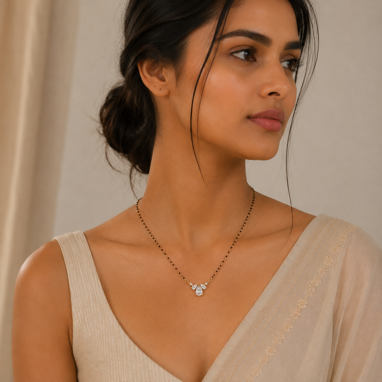 Aster Bloom 925 Silver Mangalsutra | Velmé