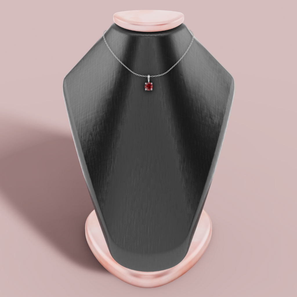 Red Signature Round Solitaire 925 Pure Silver Necklace My Store