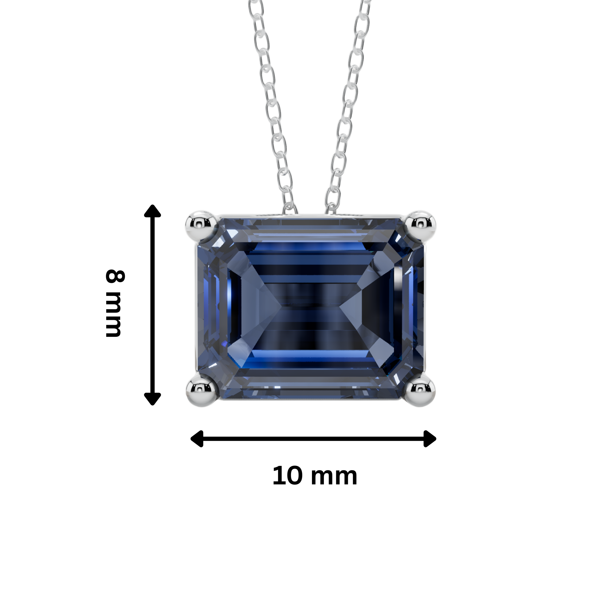 Blue Emerald Solitaire 925 Silver Necklace | Velmé