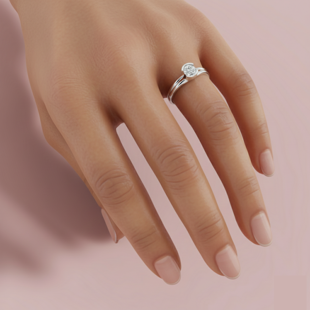 Aurielle Half Bezel 925 Pure Silver Ring My Store