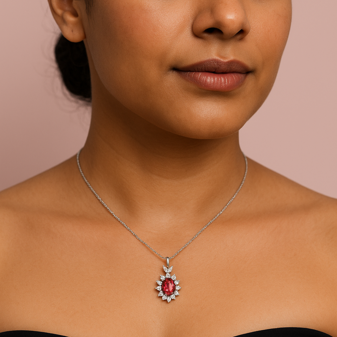 The Blumee Red Vibrant 925 Pure Silver Necklace My Store