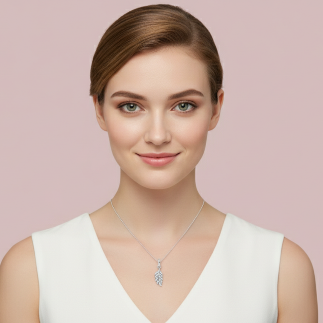 The Leaf 925 Pure Silver Charm Necklace My Store