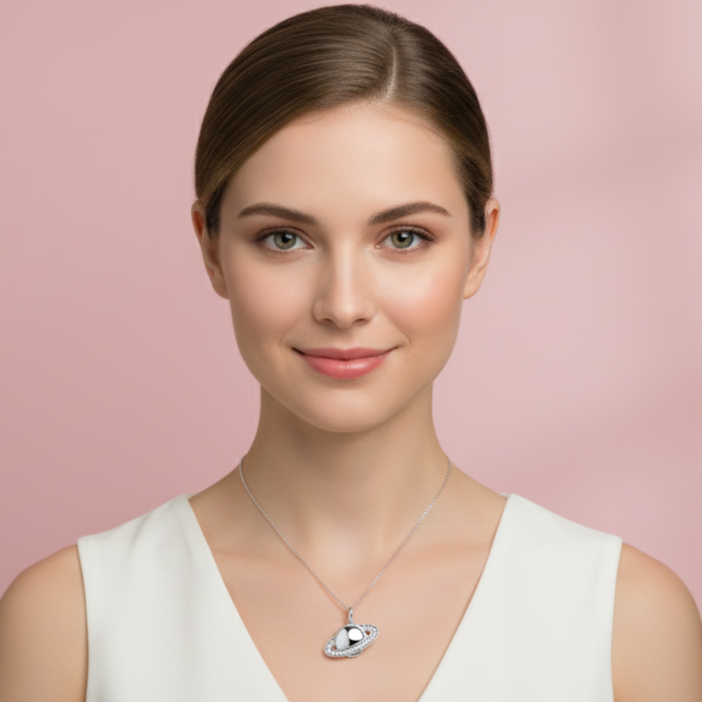 The Planet Saturn Charm 925 Pure Silver Necklace My Store