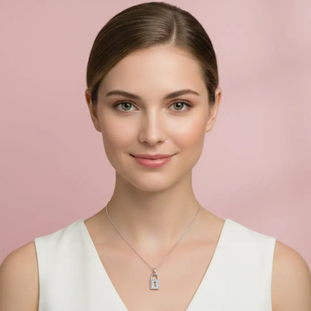 The Lock Charm 925 Pure Silver Necklace My Store