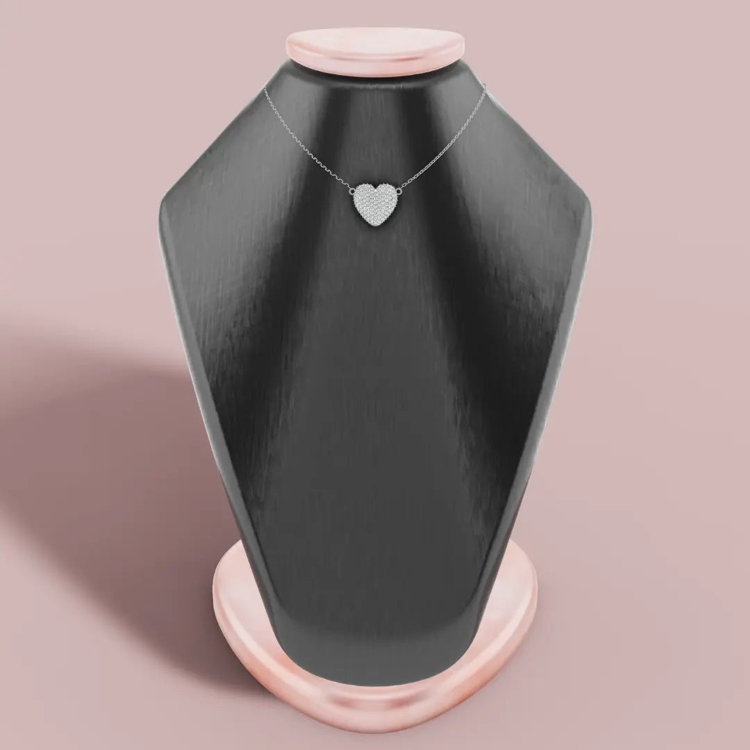 The Pave Heart 925 Pure Silver Necklace My Store