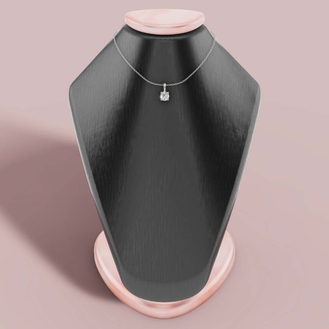 Classic Round Solitaire 925 Pure Silver Necklace My Store