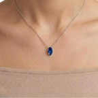 Blue Marquise Solitaire 925 Silver Necklace | Velmé