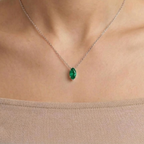 Green Marquise Solitaire 925 Silver Necklace | Velmé