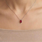Red Marquise Solitaire 925 Silver Necklace | Velmé