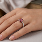 The Ruby Oval Pavé 925 Silver Ring | Velmé