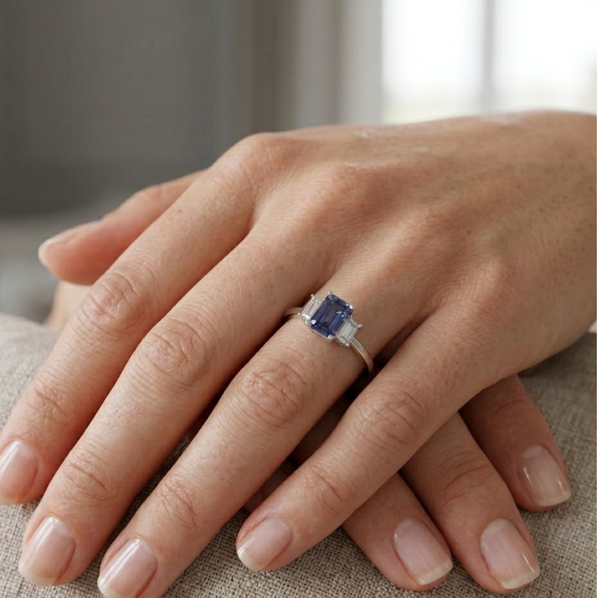 The Crimson Trio Blue 925 Silver Ring | Velmé