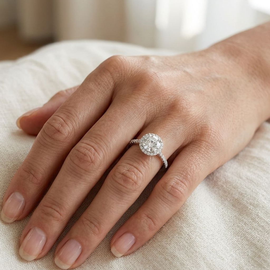 The Aura Halo Solitaire 925 Silver Ring | Velmé