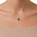 Green Pear Solitaire 925 Silver Necklace | Velmé
