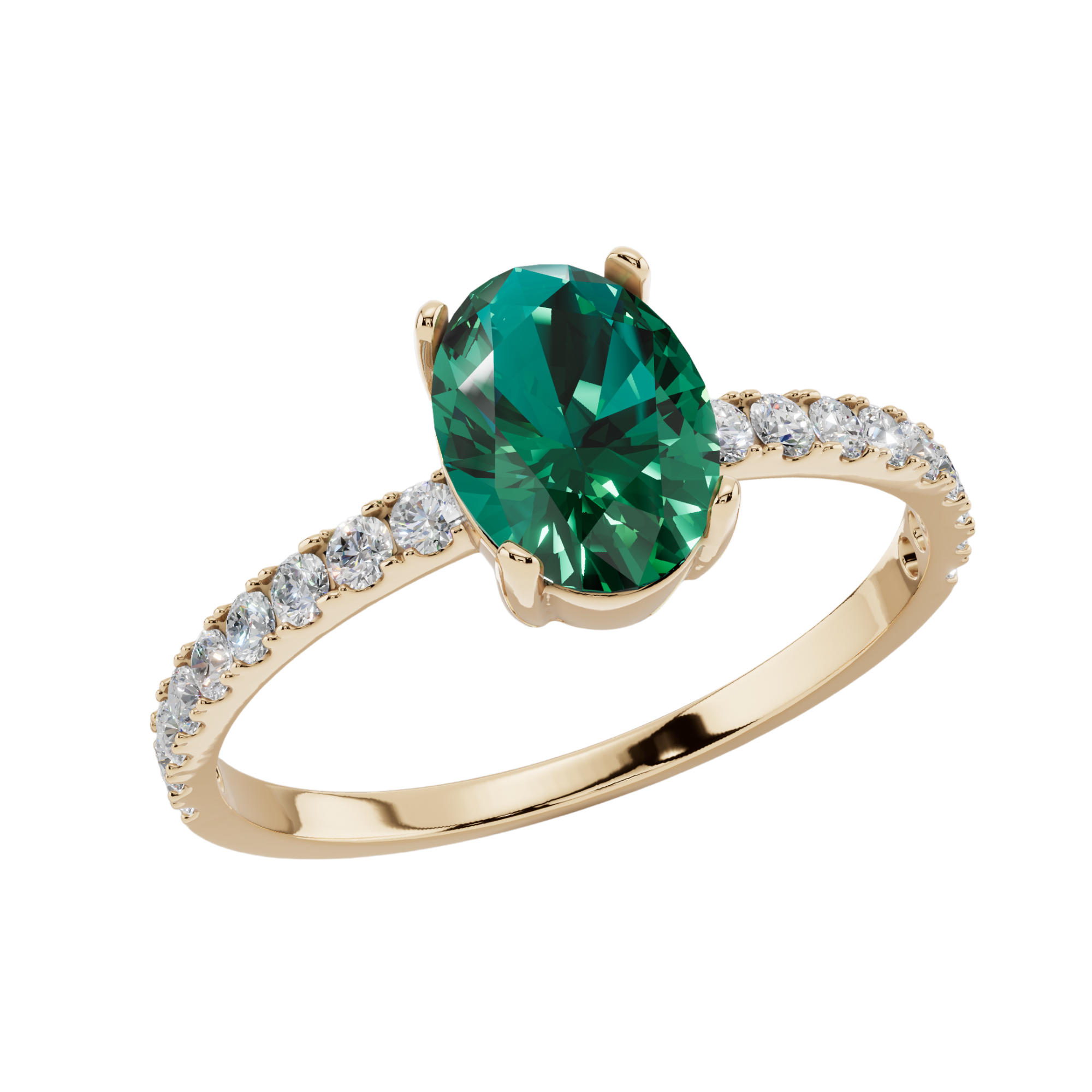 The Emerald Oval Pavé 925 Silver Ring | Velmé
