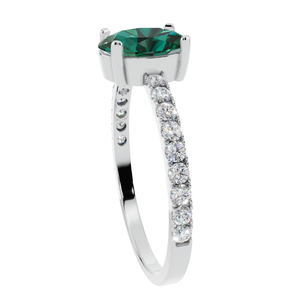 The Emerald Oval Pavé 925 Silver Ring | Velmé