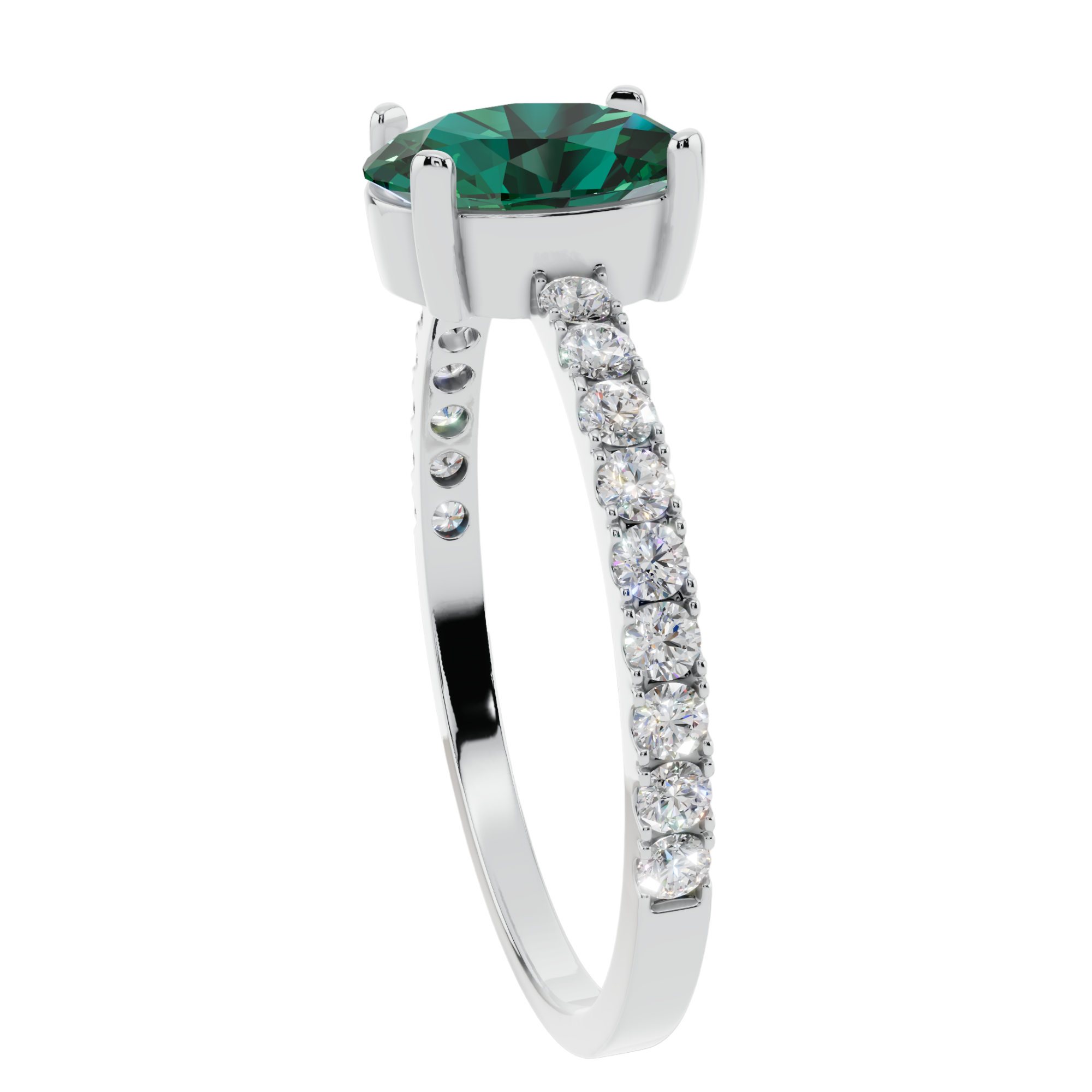 The Emerald Oval Pavé 925 Silver Ring | Velmé