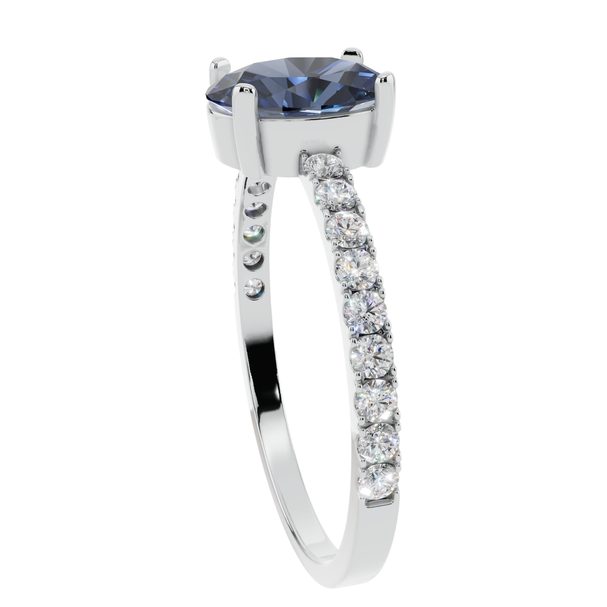 The Sapphire Oval Pavé 925 Silver Ring | Velmé