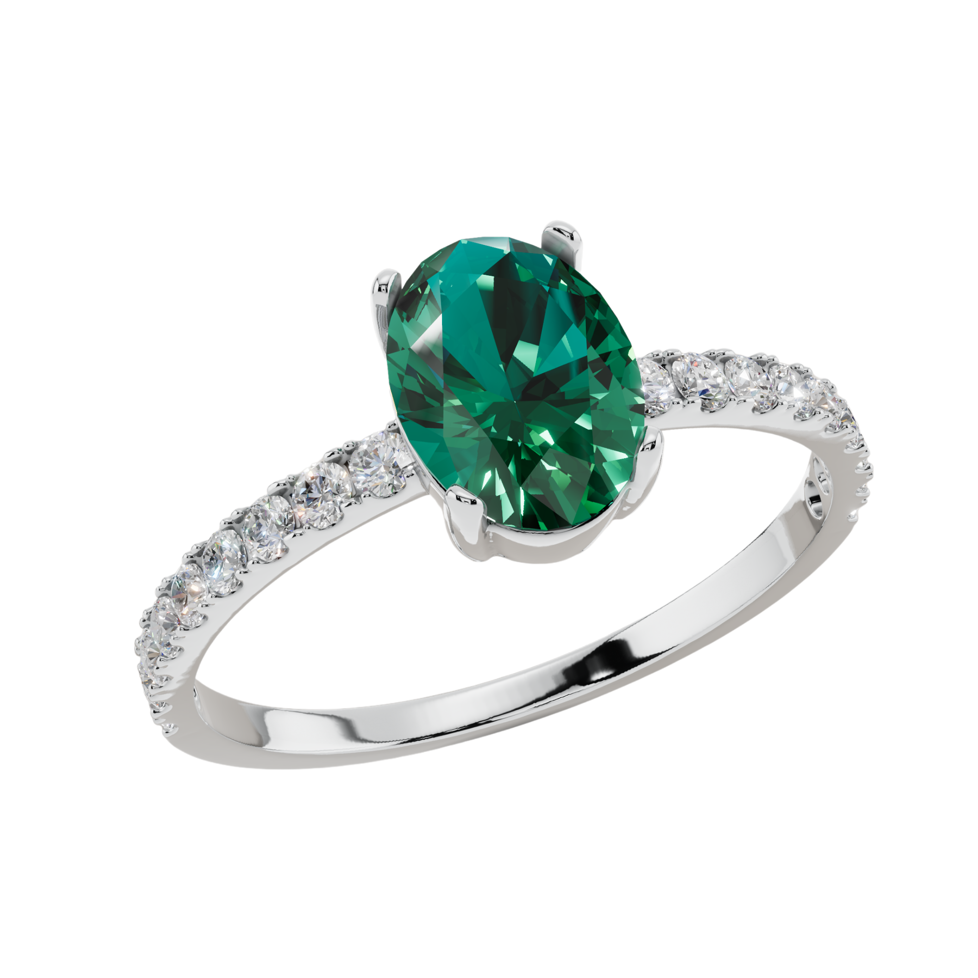 The Emerald Oval Pavé 925 Silver Ring | Velmé
