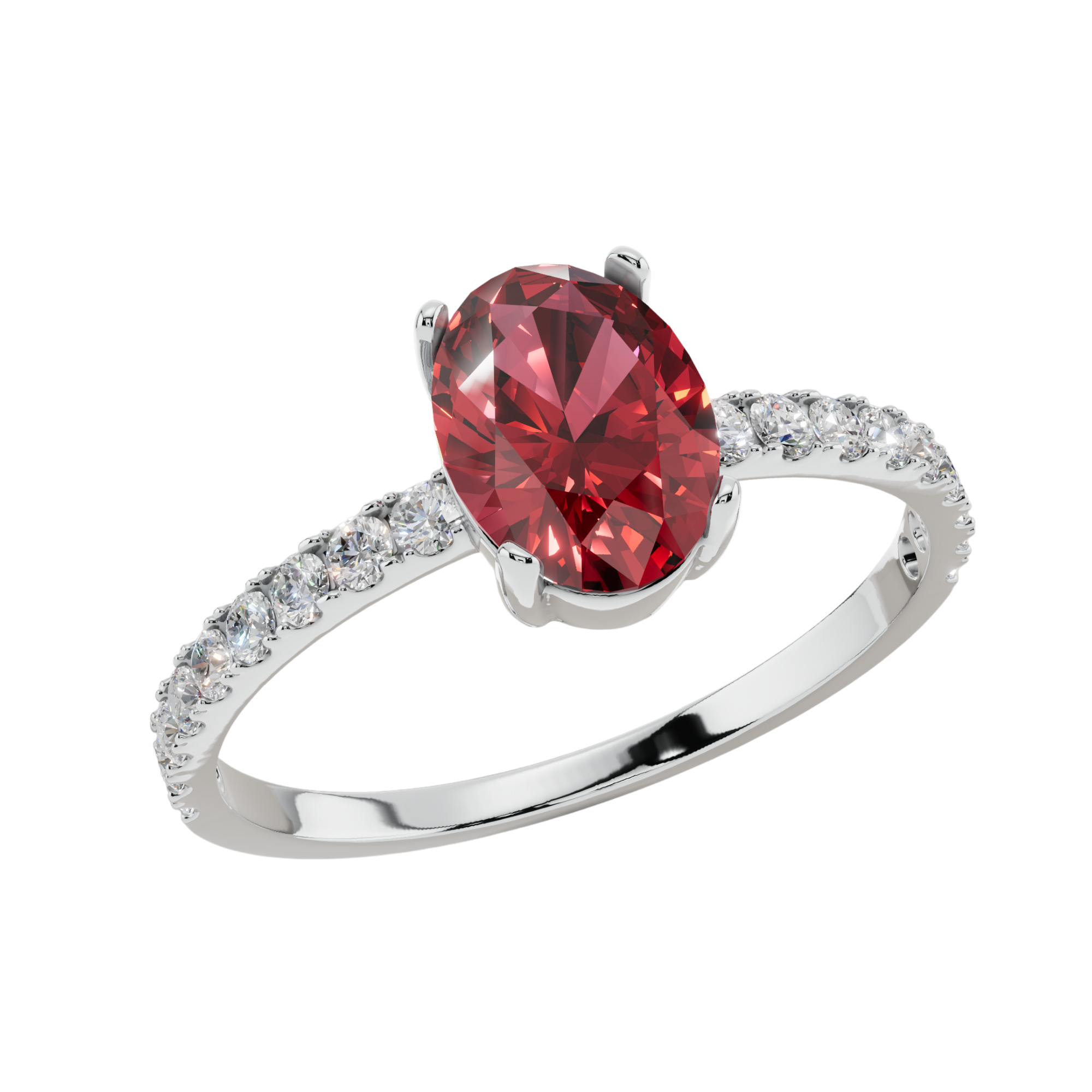 The Ruby Oval Pavé 925 Silver Ring | Velmé