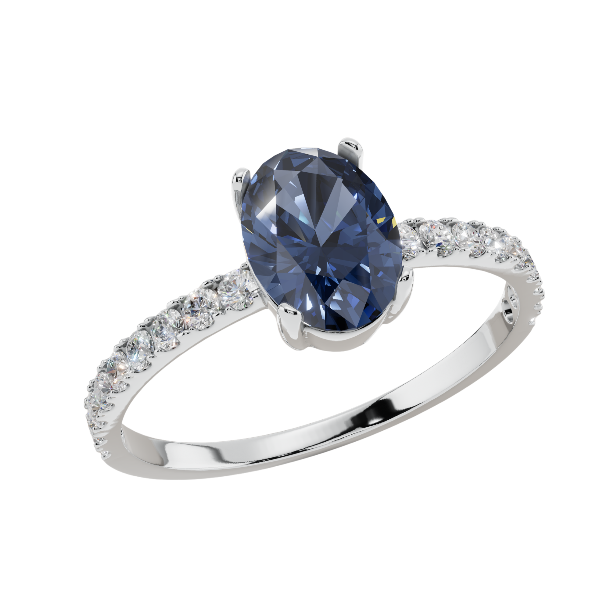 The Sapphire Oval Pavé 925 Silver Ring | Velmé