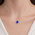 Blue Princess Solitaire 925 Silver Necklace | Velmé