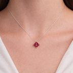 Red Princess Solitaire 925 Silver Necklace | Velmé