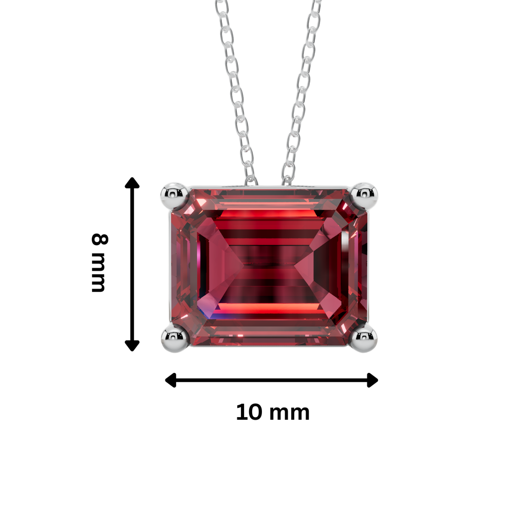 Red Emerald Solitaire 925 Silver Necklace | Velmé