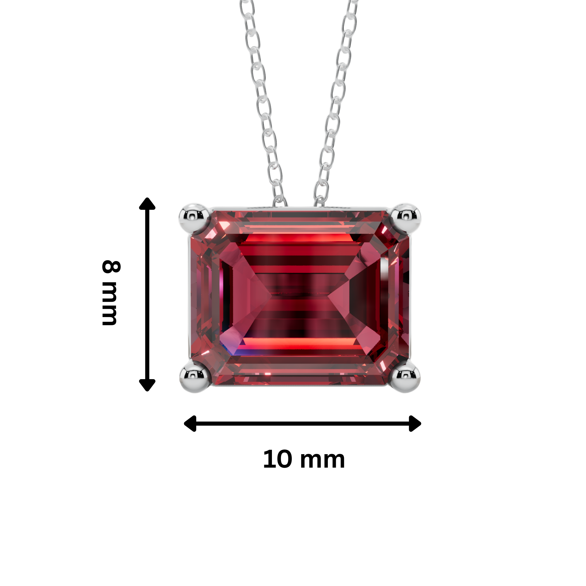 Red Emerald Solitaire 925 Silver Necklace | Velmé